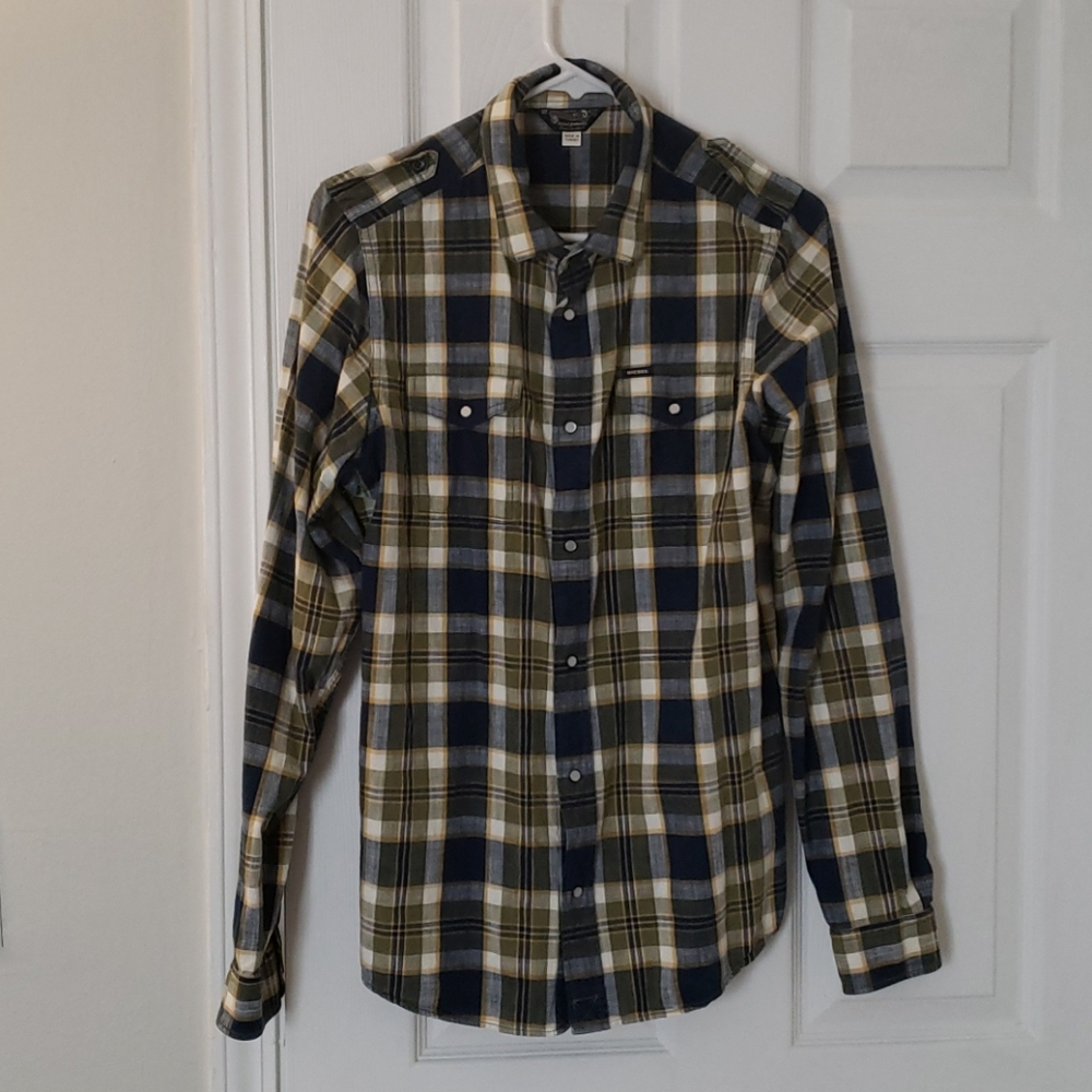 Mens plaid diesel button up